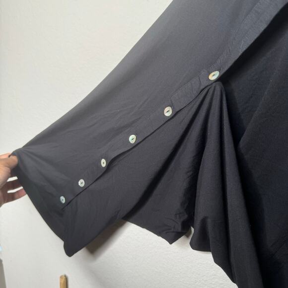 LOGO by Lori Goldstein Black Button Cardigan 3X Draped Open Front Top NWT - Picture 3 of 7